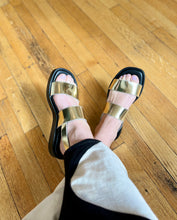 Load image into Gallery viewer, DOUBLE BANDED DEMI Gold Leather Sandal