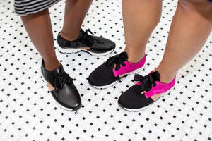 Models wearing urban sneakers.