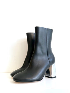 ADRIANNE Block Heel Boots in Black Leather