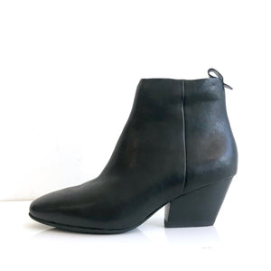 CLEO L Black Leather Wedge Boot