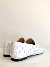 Load image into Gallery viewer, WOVEN KID - White Woven Leather Flat