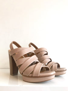 UFO - Open-Toed Strappy Sandal in a Soft Beige Leather