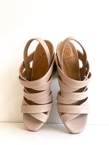 UFO - Open-Toed Strappy Sandal in a Soft Beige Leather