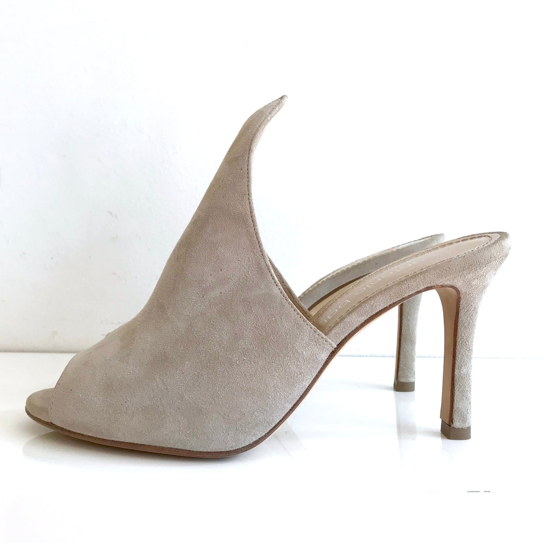 7233 GREY - Sexy high heel peep-toe mule