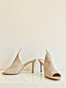 7233 GREY - Sexy high heel peep-toe mule