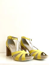 Load image into Gallery viewer, JANE - Yellow Leather Peep-Toe Sandal