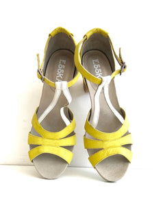 JANE - Yellow Leather Peep-Toe Sandal