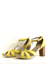 Load image into Gallery viewer, JANE - Yellow Leather Peep-Toe Sandal