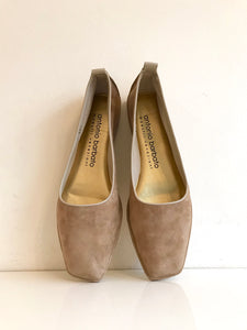 678 - Flat Slip on Shoe in a Soft Light Tan Suede