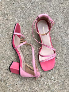 SQUARED OFF Pink Leather Sandal