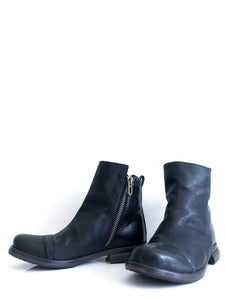 P-1341 P MONJO Black Leather & Snakeskin Ankle Boot