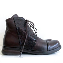 Load image into Gallery viewer, Brown leather and cobra ankle boots made in Spain