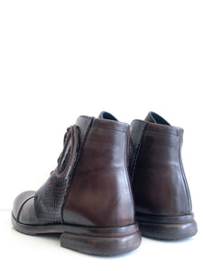 Back view of brown boots