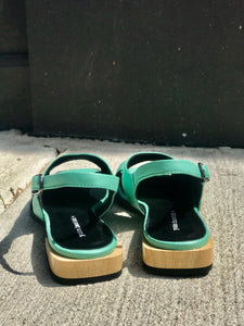 HAKO - Classic Flat Sandal in Teal Leather