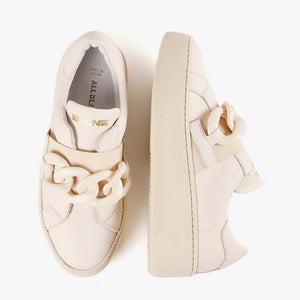 Beige Leather Chunky Link Sneakers