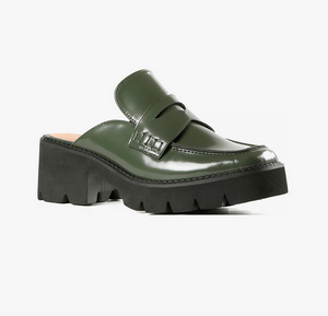 LUGG LADY MULE Green Leather Loafers