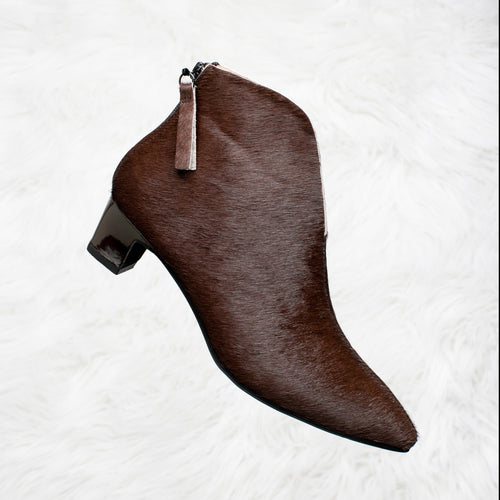 Deep rich brown pony hair boots.