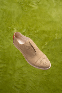 TRIANTAFYLLO Beige Suede And Red Patent Oxfords