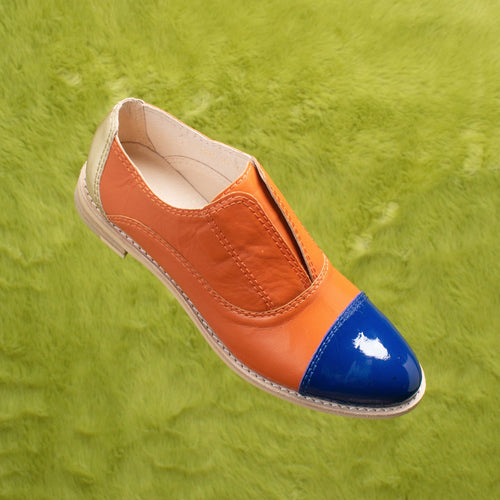 Orange leather slip-on oxfords