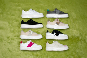 Eight women's chunky sneakers in various colorways