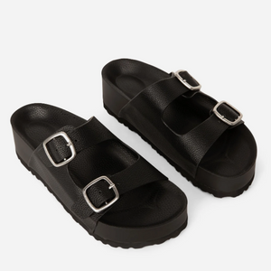 OLAYA Black Flatform Sandals