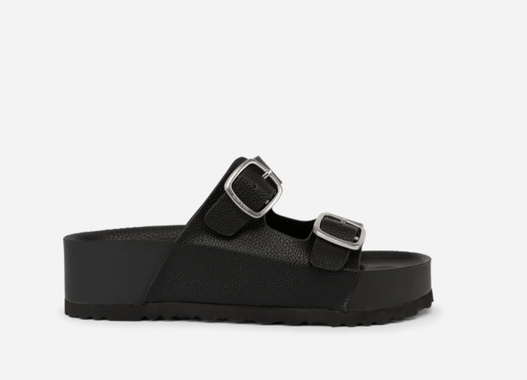 OLAYA Black Flatform Sandals