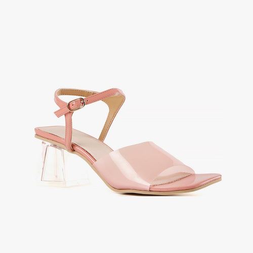 Pink Lucite Sandal with Clear Heel
