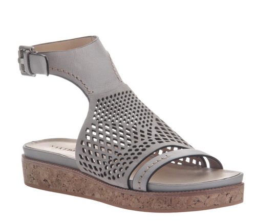 Grey sandal with perforated leather
