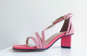 SQUARED OFF Pink Leather Sandal