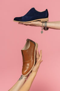 RESTORE Navy Leather and Suede Oxfords