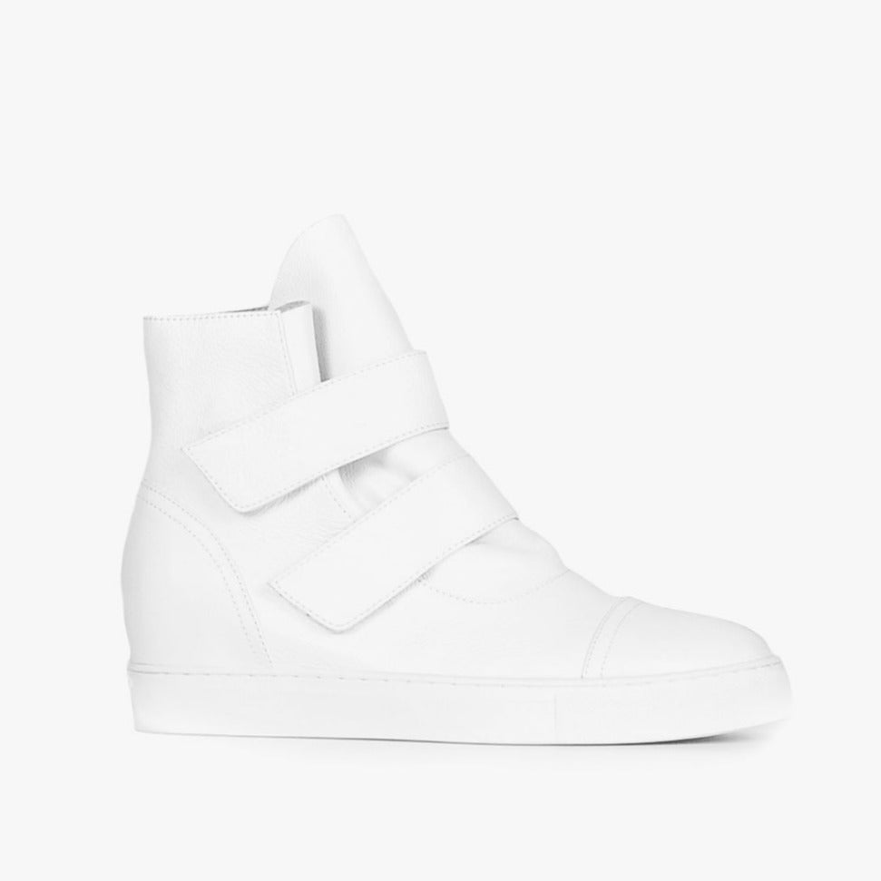 White Leather Wedge Sneaker