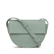 Load image into Gallery viewer, Pale green vegan leather half circle crossbody bag