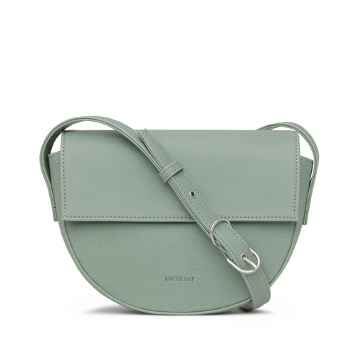 Pale green vegan leather half circle crossbody bag