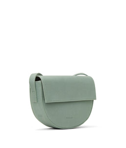 Pale green vegan leather half circle crossbody bag