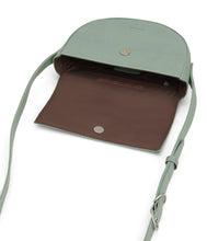Load image into Gallery viewer, Pale green vegan leather half circle crossbody bag