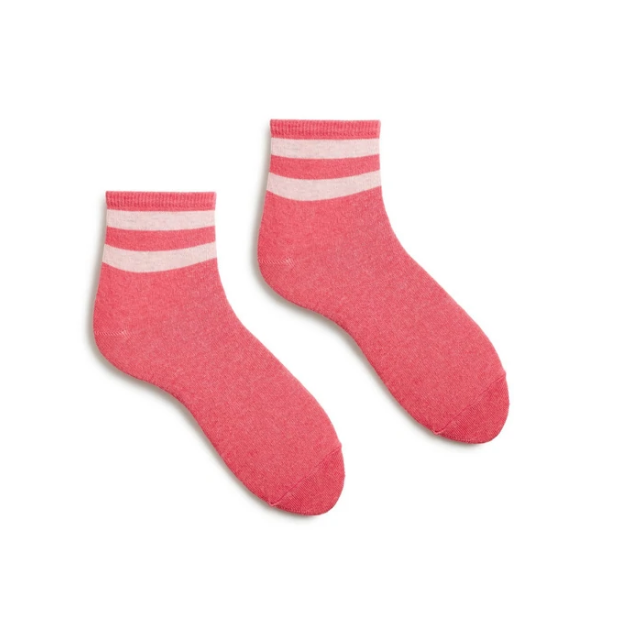 STRIPE COTTON Anklet Sock Azalea