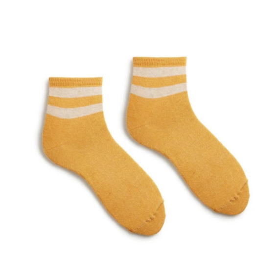 STRIPE COTTON Anklet Sock Yellow