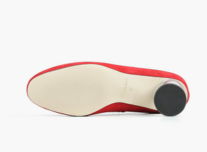 CLASSY CYLINDER PUMP Red Suede Heel