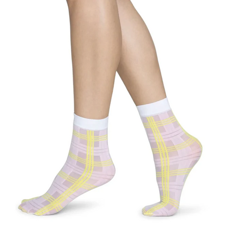 GRETA Tartan Pink & Yellow Socks