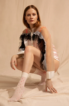 Load image into Gallery viewer, EVA Dot Pink and White Sheer Socks