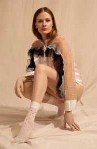 EVA Dot Pink and White Sheer Socks