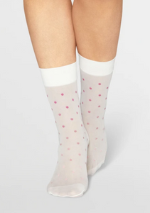 EVA Dot Pink and White Sheer Socks