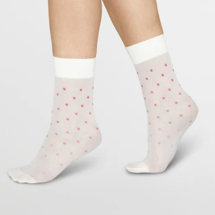 EVA Dot Pink and White Sheer Socks