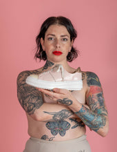 Load image into Gallery viewer, Model holding Pink and Cream chunky sneaker