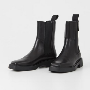 Square Toe Black Chelsea Boots