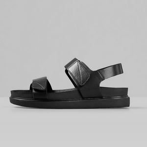 ERIN Black Leather Chunky Sports Sandals