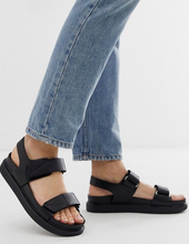 Load image into Gallery viewer, ERIN Black Leather Chunky Sports Sandals