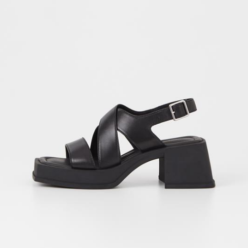 HENNIE Black Strappy Platform Sandals