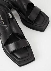 Black Sandals with Crossover Strap