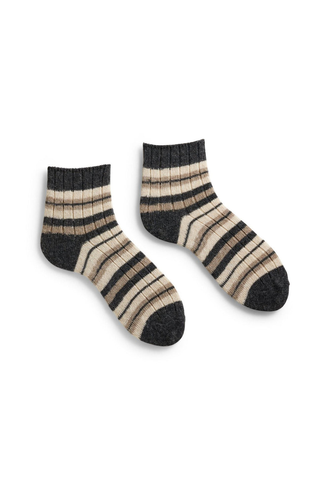 STRIPED RIB WOOL CASHMERE SHORTIE Mushroom